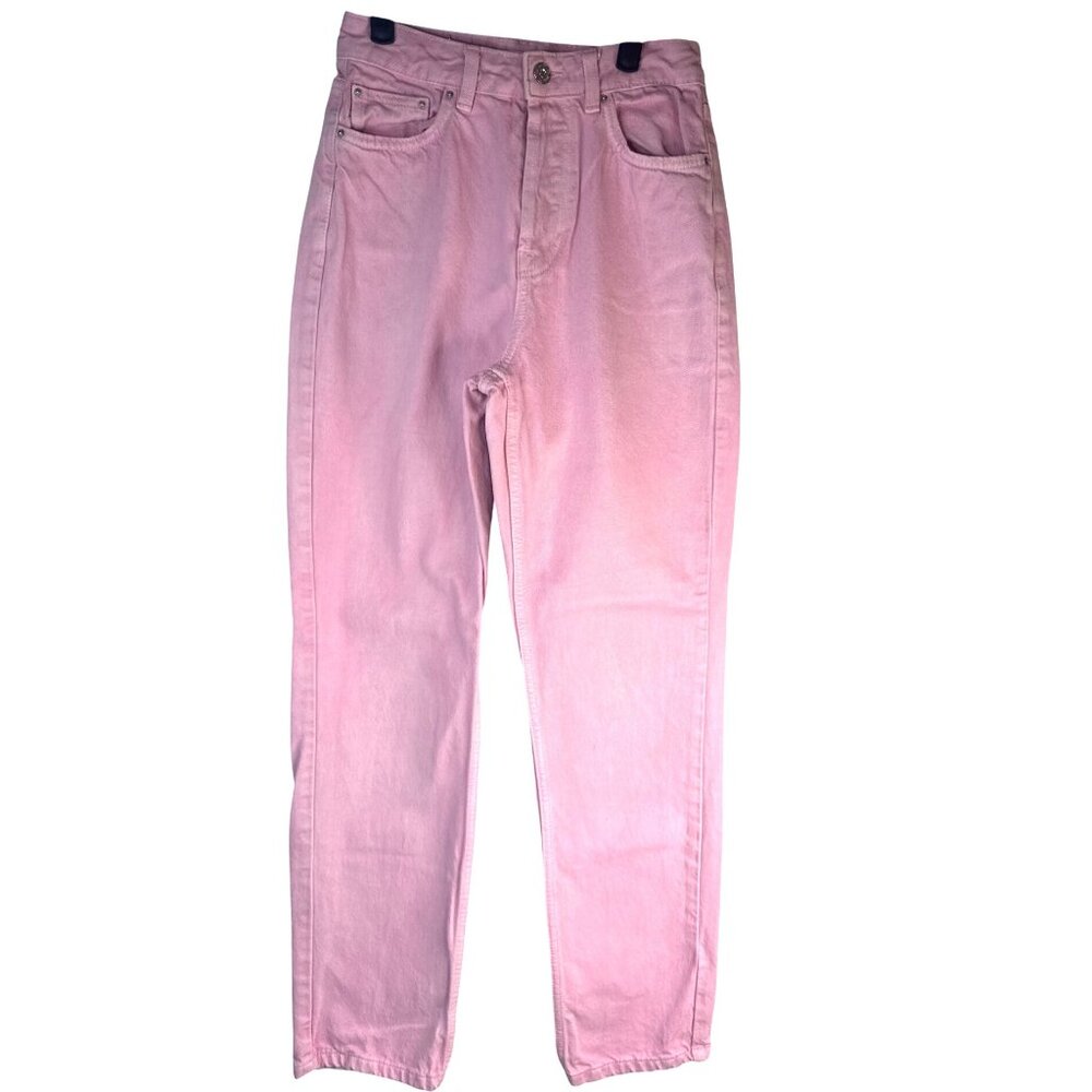 ZARA Size 2 Pink High-Rise Straight Leg Cotton Jeans